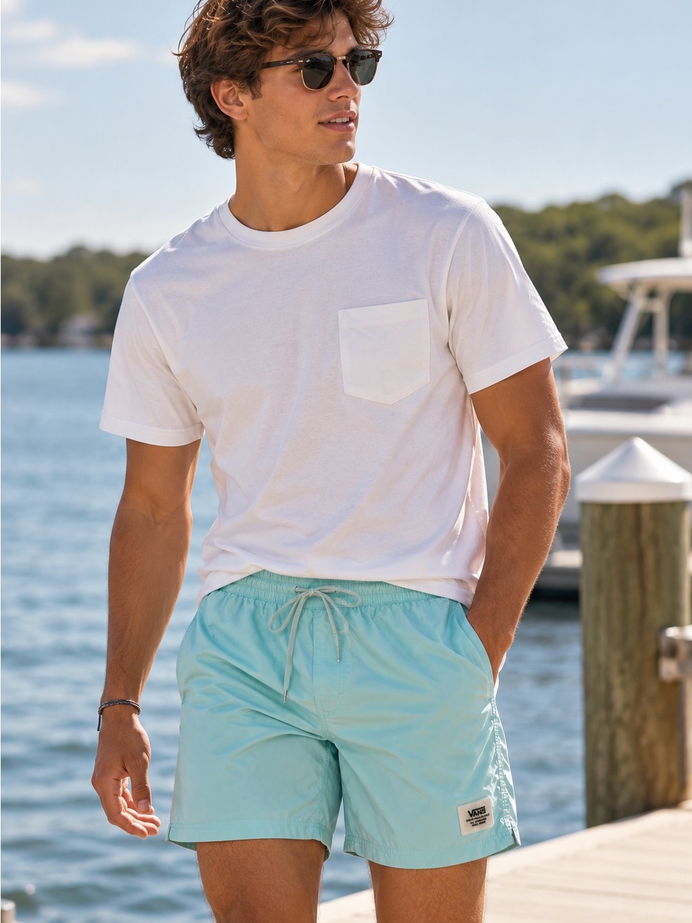 Vans Men's Teal Swim Trunks Shorts
